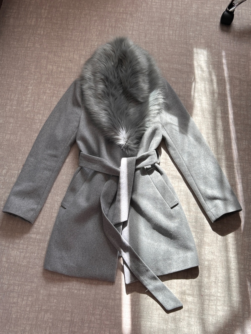 H&M Coat with Detachable Faux Fur Collar